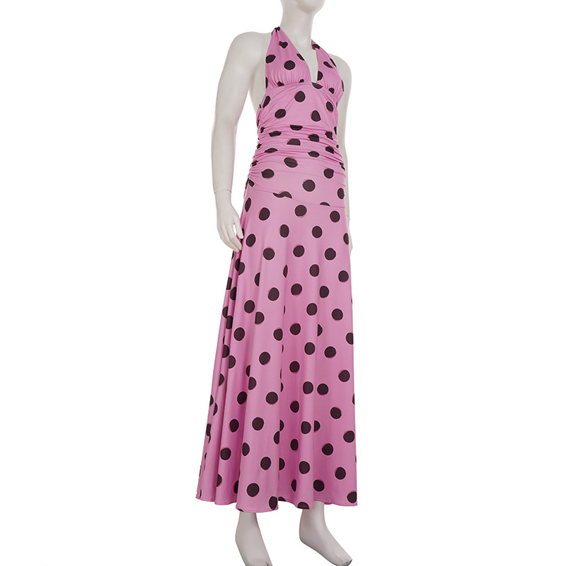 Contrast Tie-Back Plunge Cinch Maxi Dress