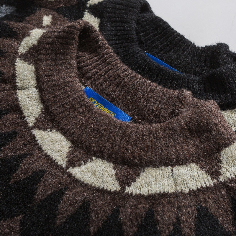 Loose Fit Japanese Workwear Color Block Sweater