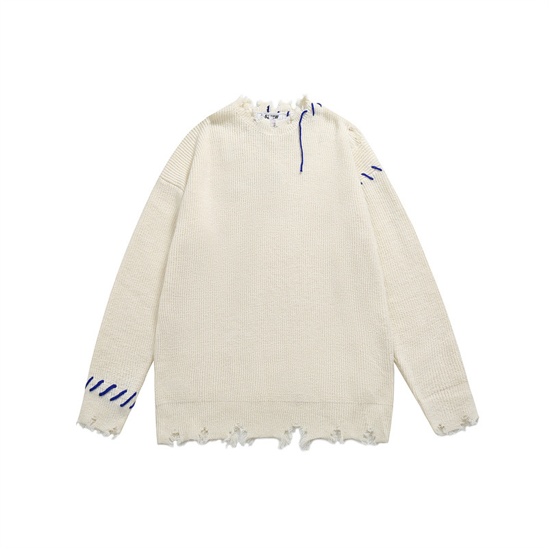 Oversized Long Sleeve Color Block Workwear Sweater