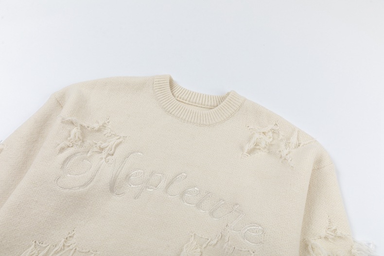 Oversized Japanese Workwear Graphic Tassel Sweater