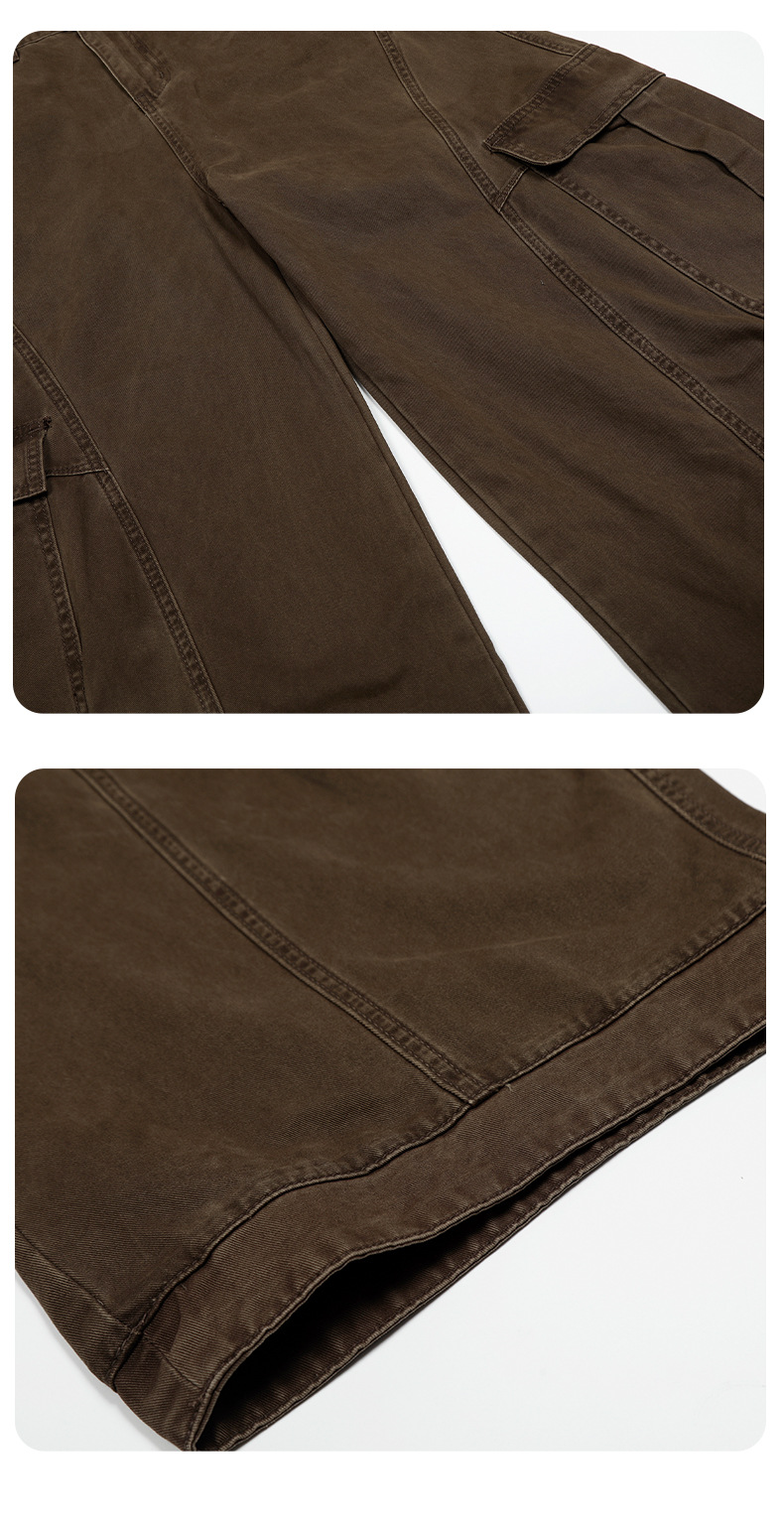 Work Pants with Multiple Pockets Slimming Casual Wide Leg Long Trousers for Men and Women