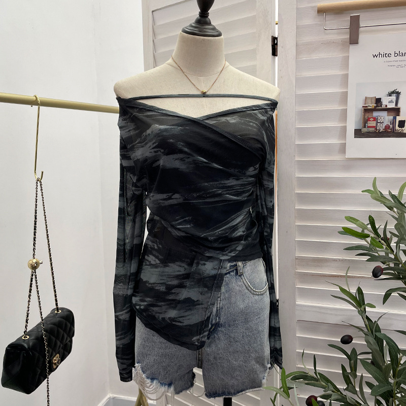 Desire Asymmetrical Long Single Sleeve Blouse