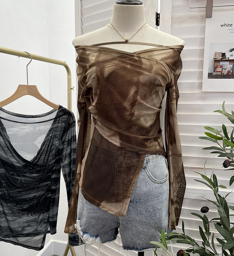 Desire Asymmetrical Long Single Sleeve Blouse