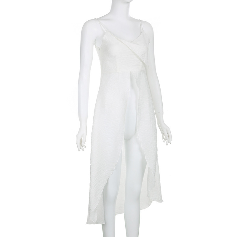 Plain Scoopneck Spandex Maxi Slit Cami and Corset