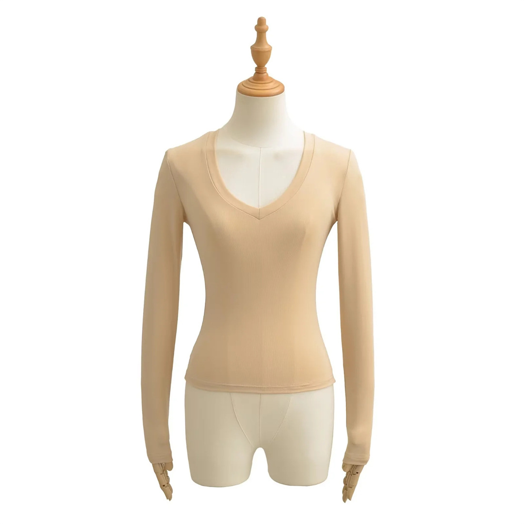 Plain Slim Fit Low Cut Wrist-Length Body Suit