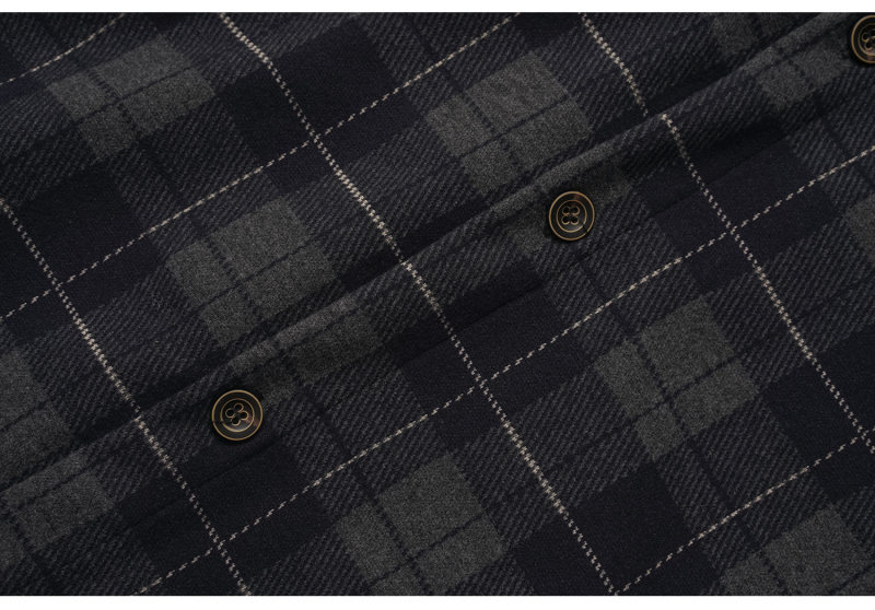 Oversized Checked Button-Down Polyester Shirt