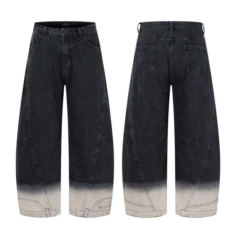 Street Style Retro Deconstructed Patchwork Designer Jeans, High-Quality Unique Design Knife-Style Pants