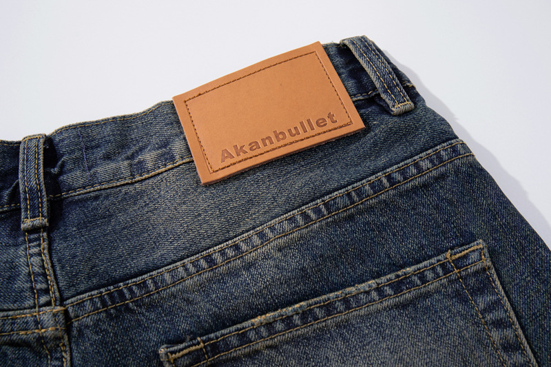 Washed Cat-Whisker Yellow Mud-Dyed Knife-Edge Jeans Women Cleanfit Washed Ripped Versatile Slightly Flared Pants