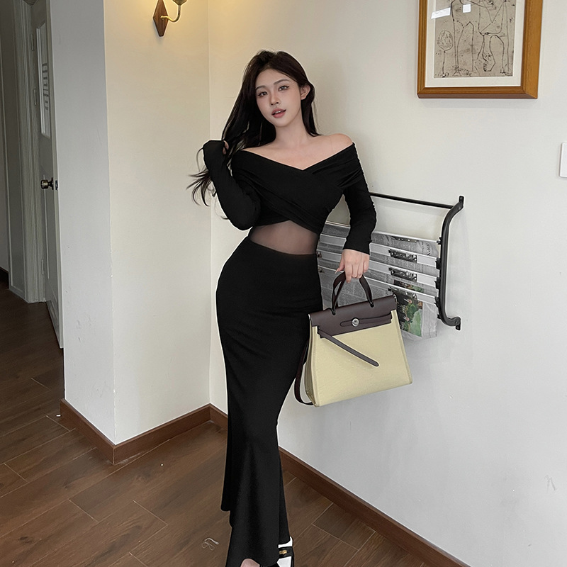 One Shoulder Full Sleeve Rayon Pencil Dress