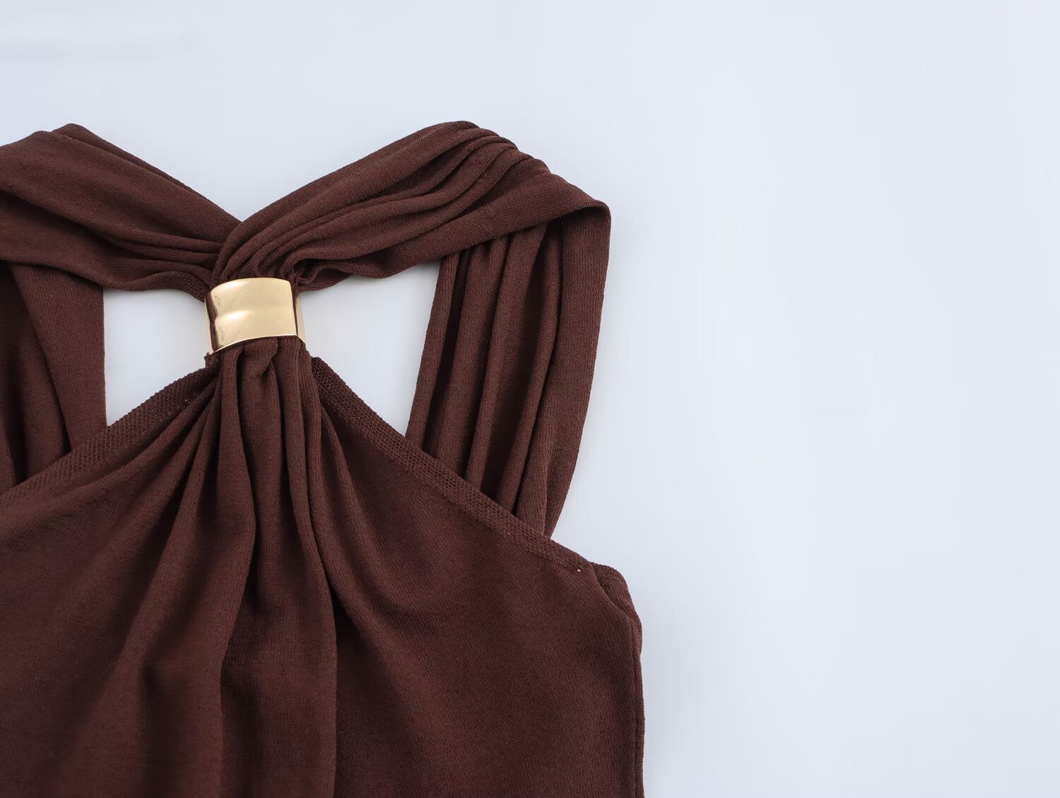 Ladies Tailored Metallic Trim Cowl Tank Top