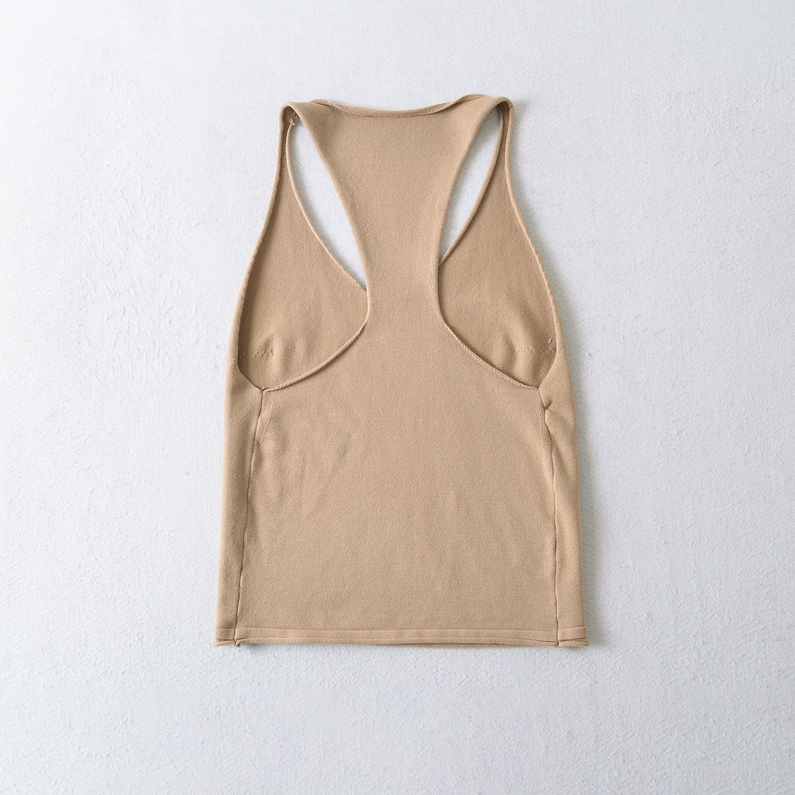Sexy Deep U-Neck Hollow-Out Sleeve Rolled Hem Knit Tank Top