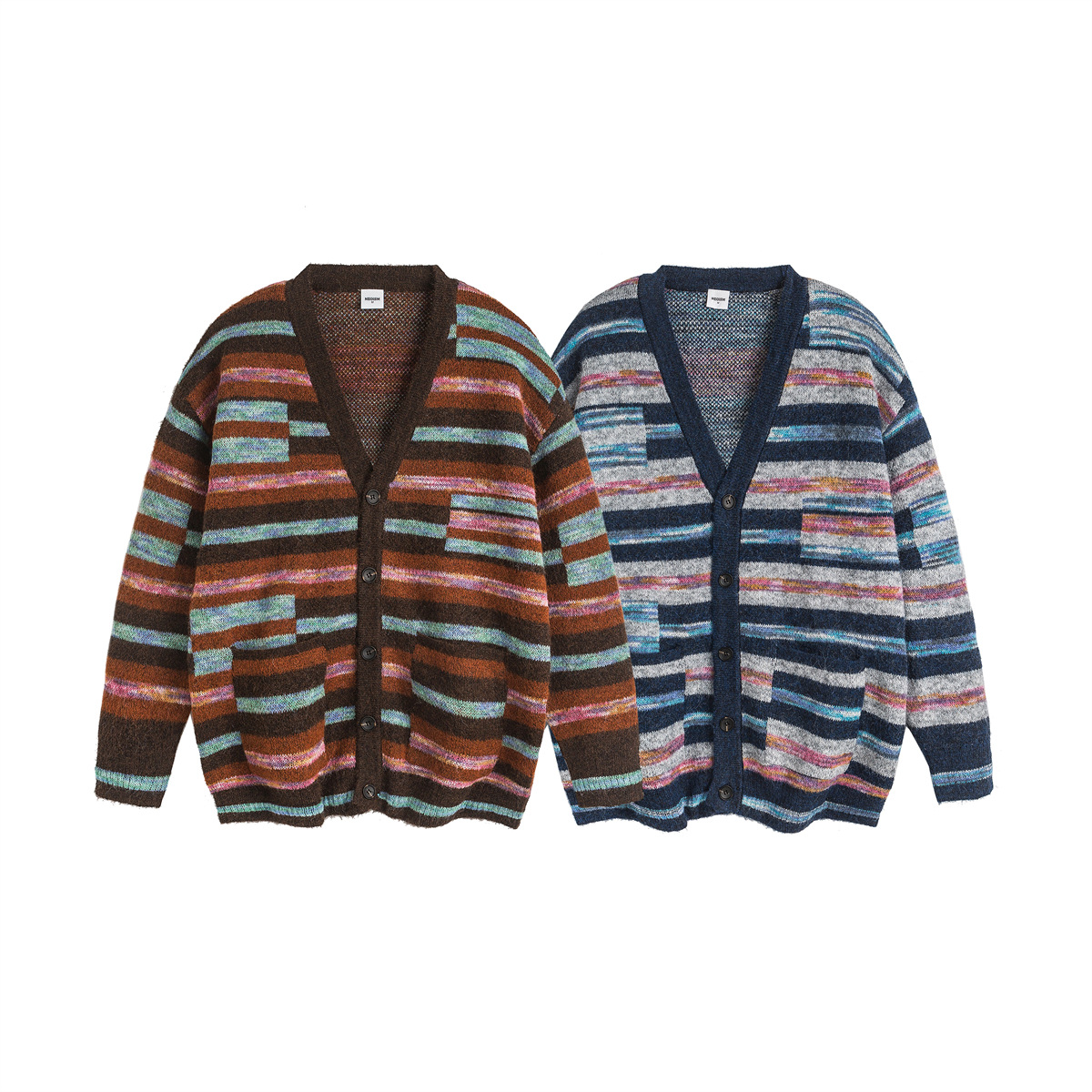 Oversized Japanese Workwear Jacquard Long Sleeve Cardigan