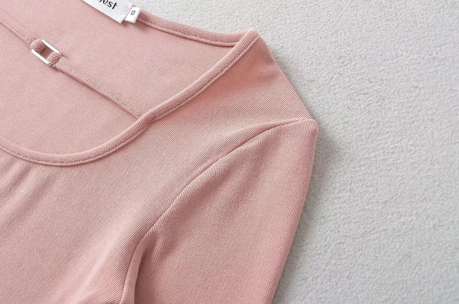 Wide Scoop Long Sleeve Cotton Top