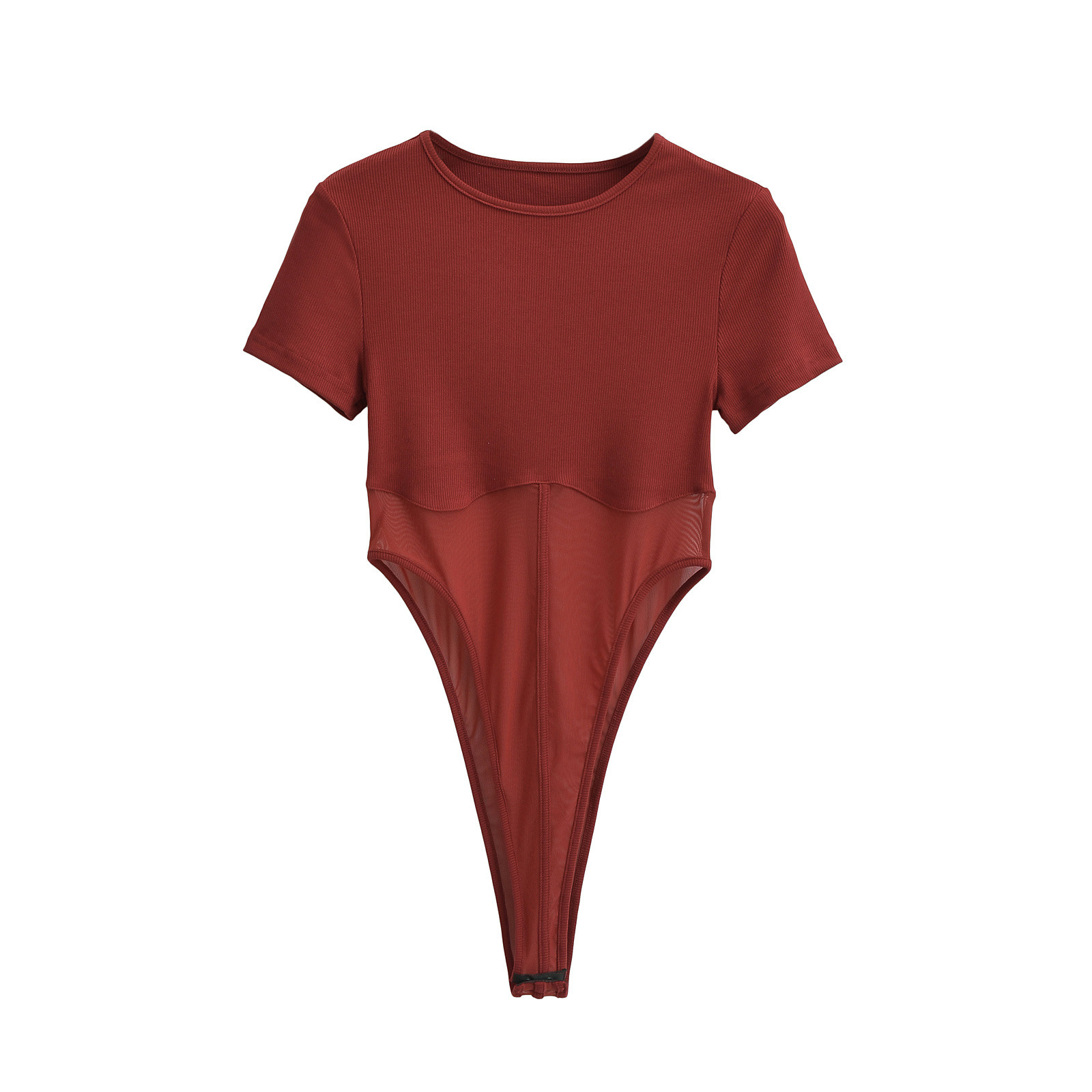 Spandex Three-Quarter Sleeve Side Cutout Sheer Panel Jumpsuit