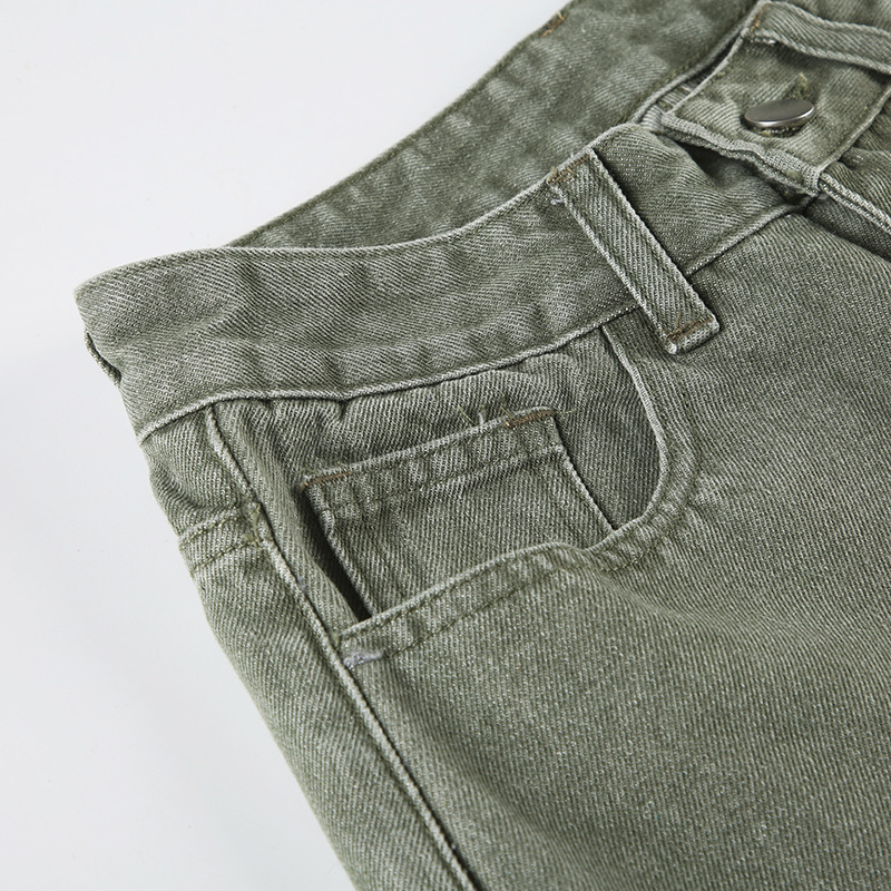 Washed curved knife women's autumn and winter loose fitting patchwork wide leg jeans