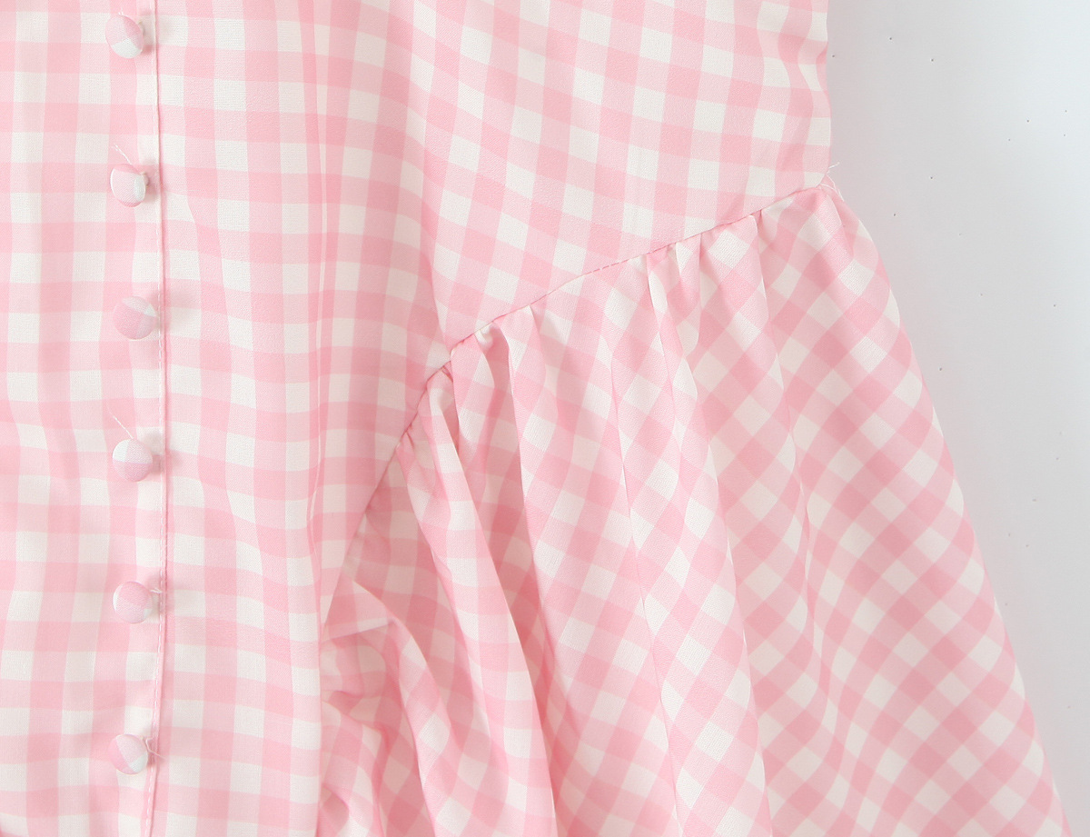 V-Cut Short-Sleeve Two-Tone Knot Detail Nipped-In Above-Knee Dress