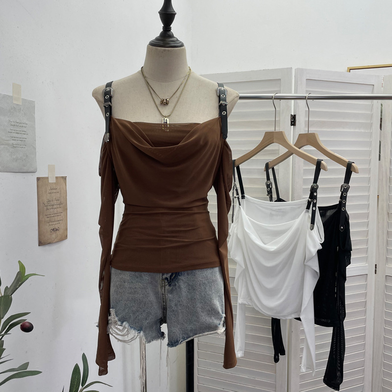 Sexy Asymmetric Full Sleeve Spandex Tee