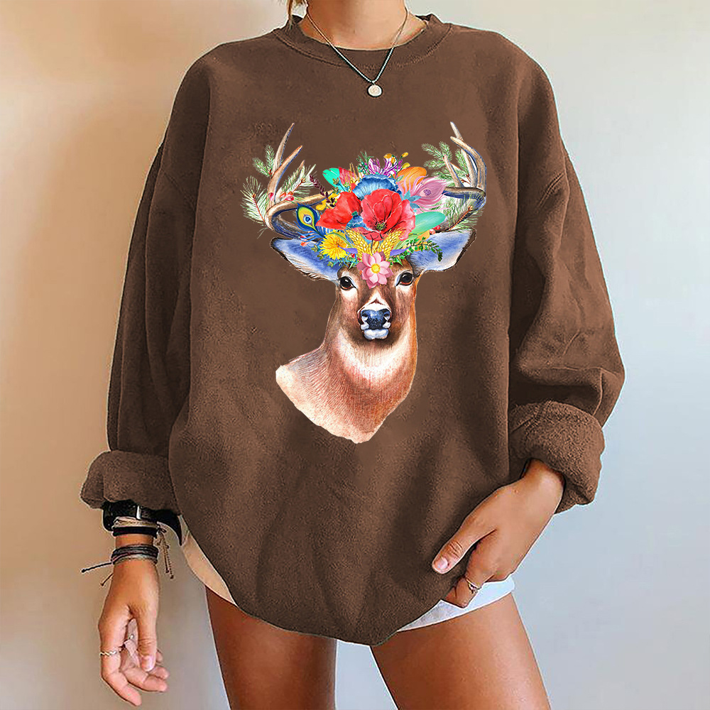 Women's Japanese Korean Oversized 3D Fawn Print Hoodie