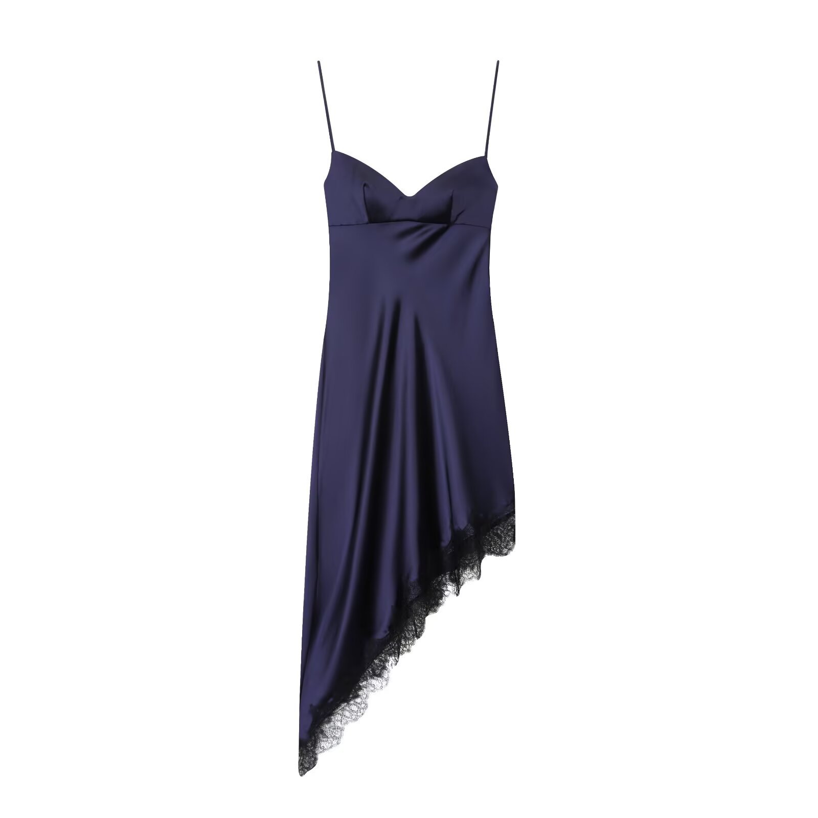 Half High Neck Sleeveless Contouring Slanted Hem Dress