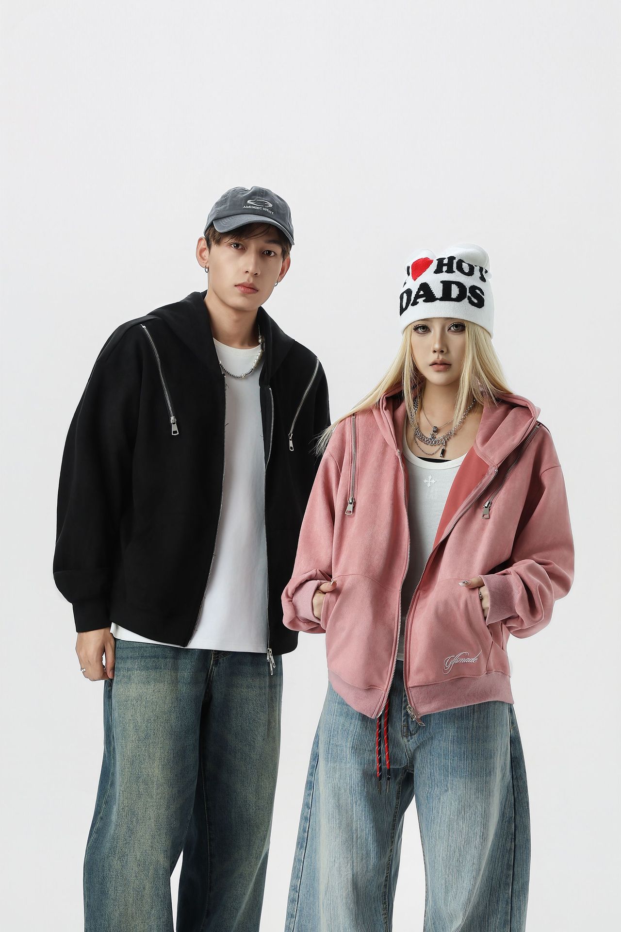 Men Boxy Retro Zip Hood Sweater