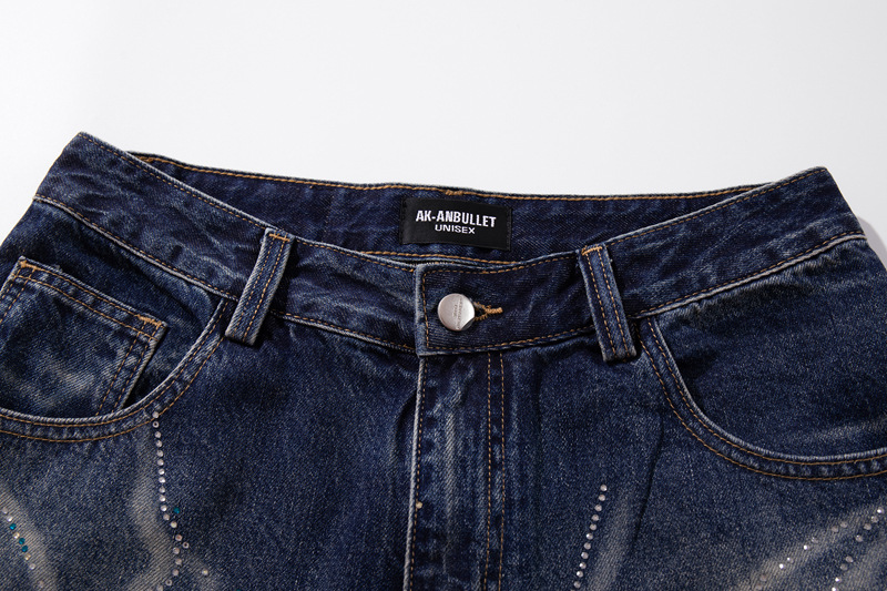 Style Butterfly Cat Whisker Laser-Printed Denim Pants with Unique Design, Wide Leg, Loose Fit, Straight Cut, Oversized Jeans