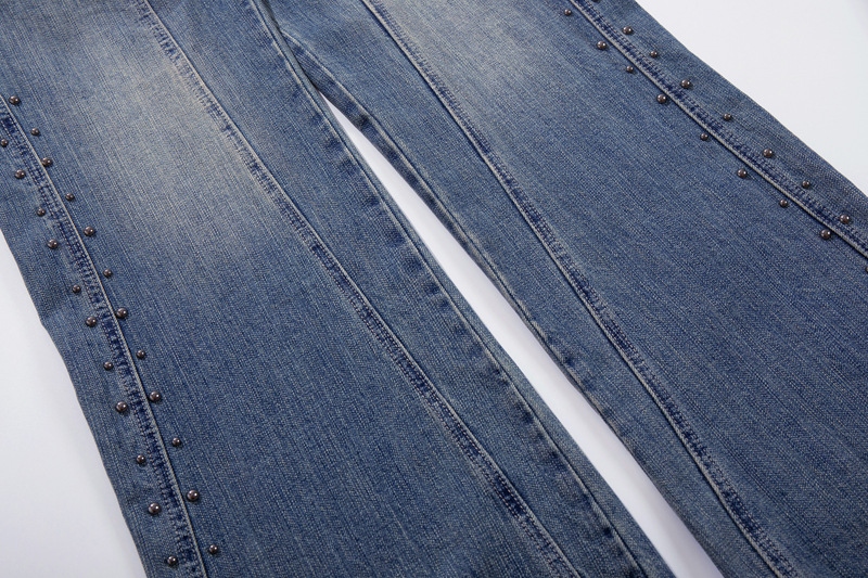 Vintage Deconstructed Patchwork Denim Pants Unisex Street Washed Loose Wide-Leg Tapered Casual Trousers