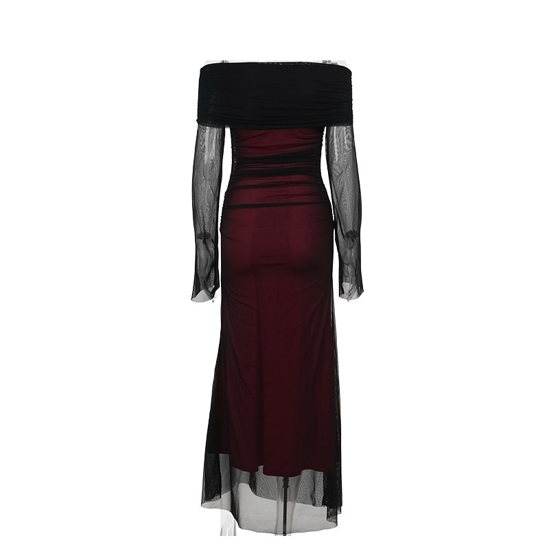 Asymmetric Neckline Three Quarter Sleeve Spandex Pencil Dress