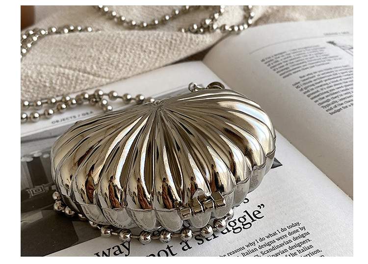 Mini Heart Shell Bag For Women Fashion New High Quality Alloy Design Handbag Female Beading Chain Shoulder Messenger Bag Femme