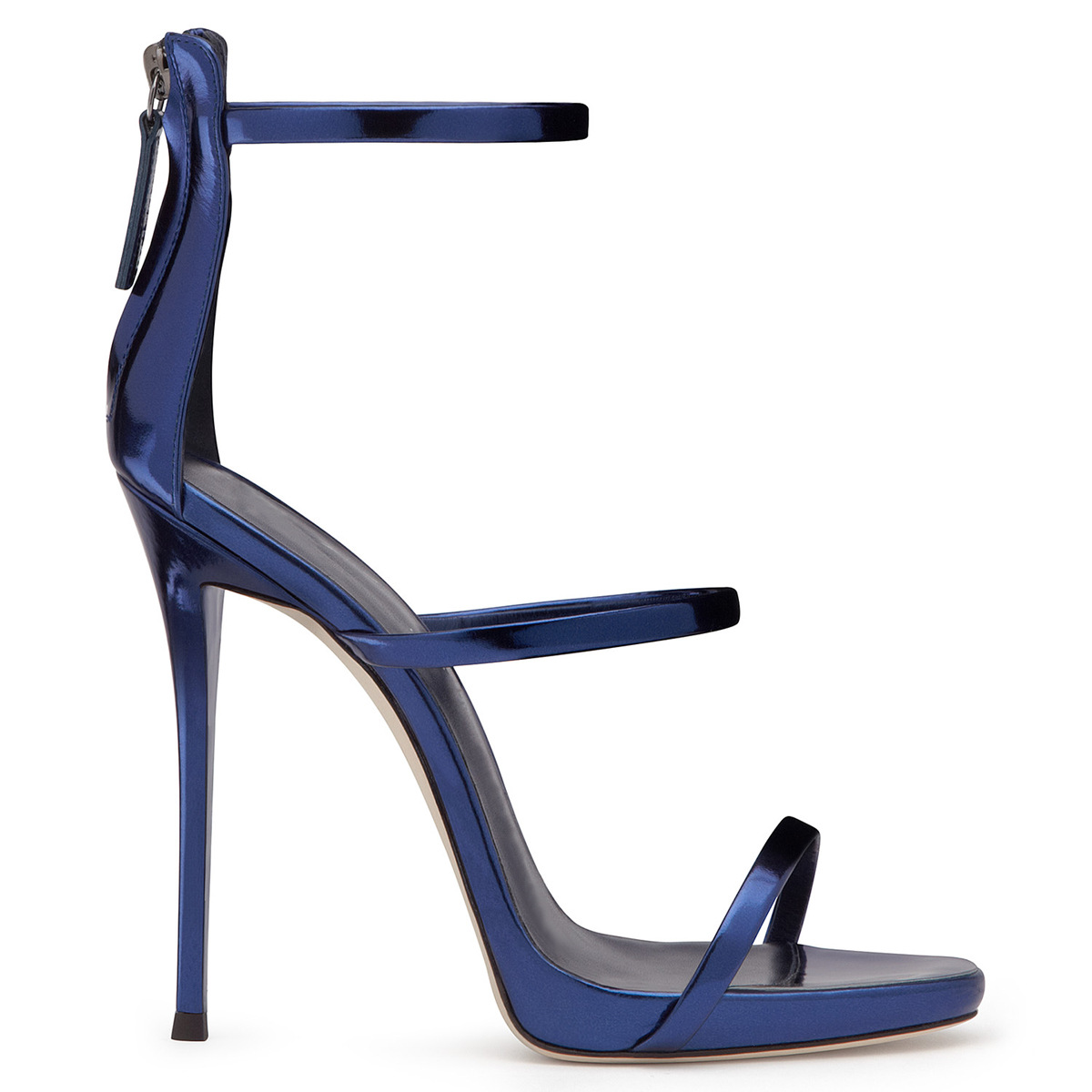 Women's Peep-Toe Faux Leather Rear Zip Stiletto Sandals
