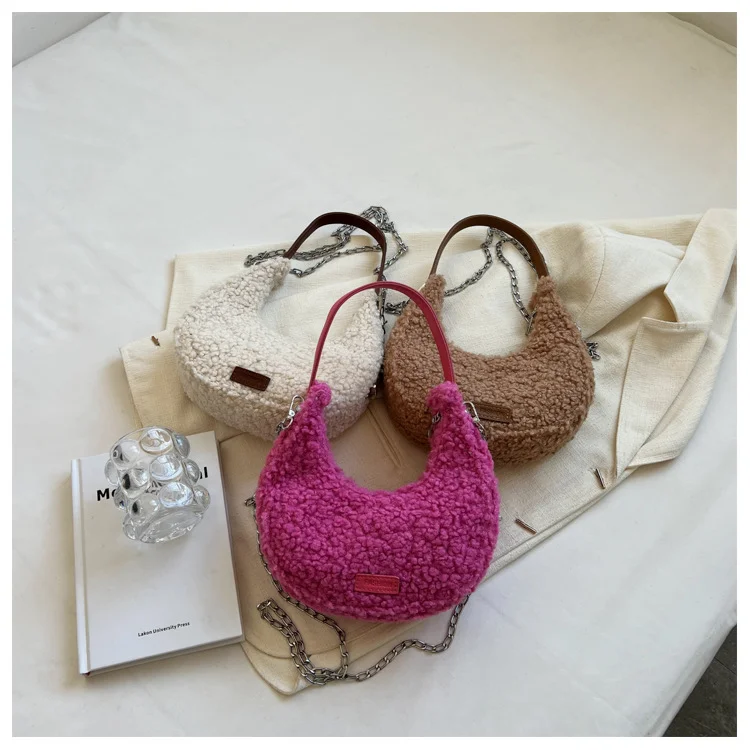 Fashion Faux Wool Fur Bags for Women Shoulder Bag Tote Crossbody Female Handbag