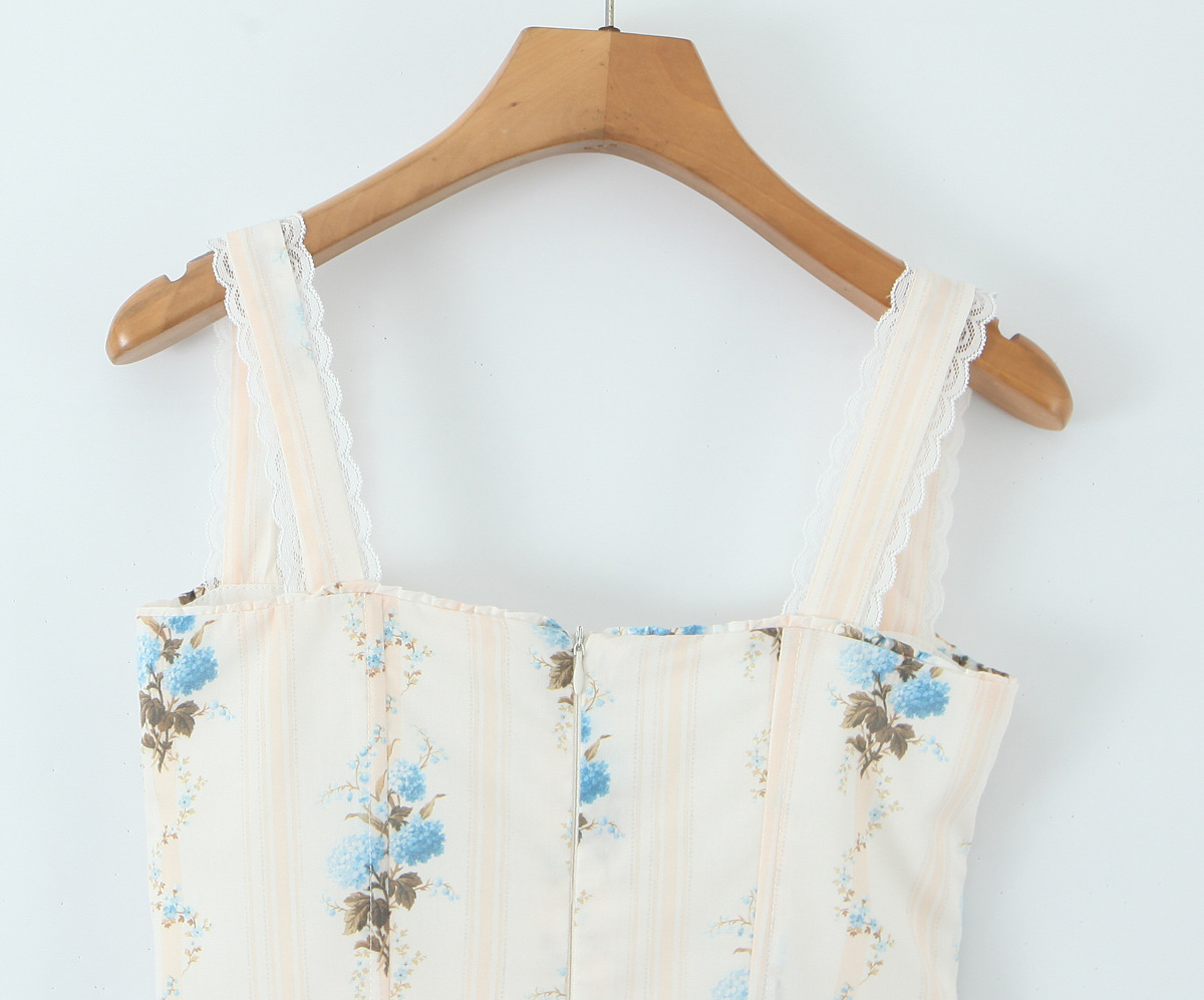 Printed Corset Waist Strapless Dress