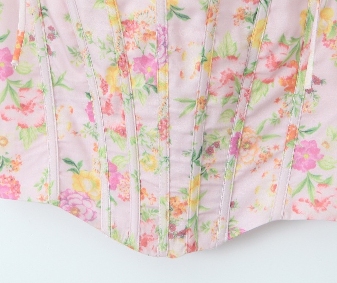 Women's Clothing Floral Fishbone Tie Strap Top + Tube Top Dress Set