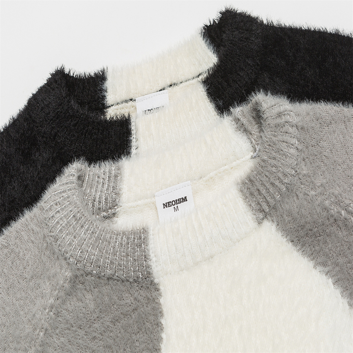 Oversized Long Sleeve Crew Two-Tone Workwear Sweater