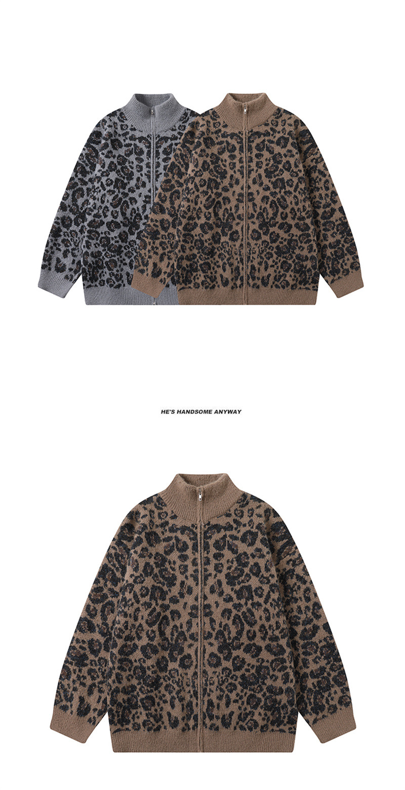 Unisex Japanese Workwear Spotted Jacquard Mandarin Cardigan
