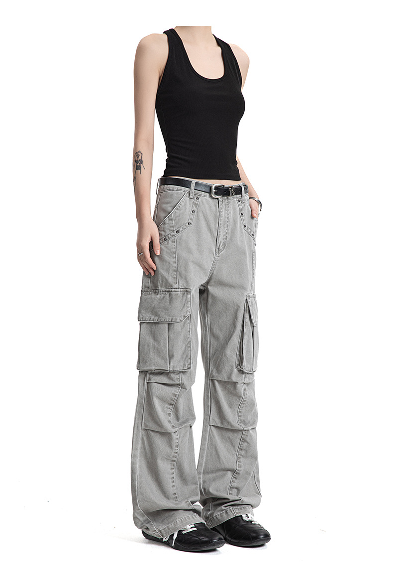 Multi-Pocket Deconstructed Flared Vintage Trousers for Men