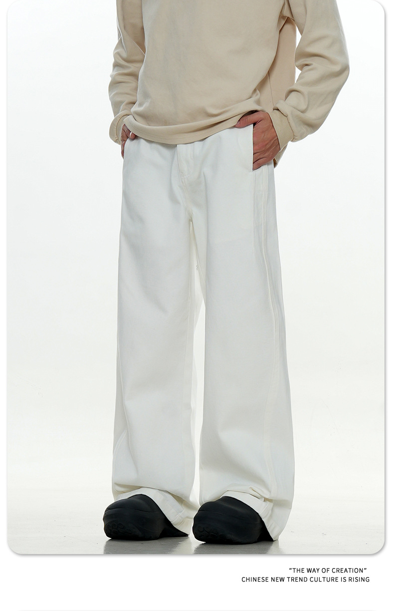 Straight Casual Jeans for Men and Women Cleanfit Trendy Loose Slim Pure Cotton Long Pants
