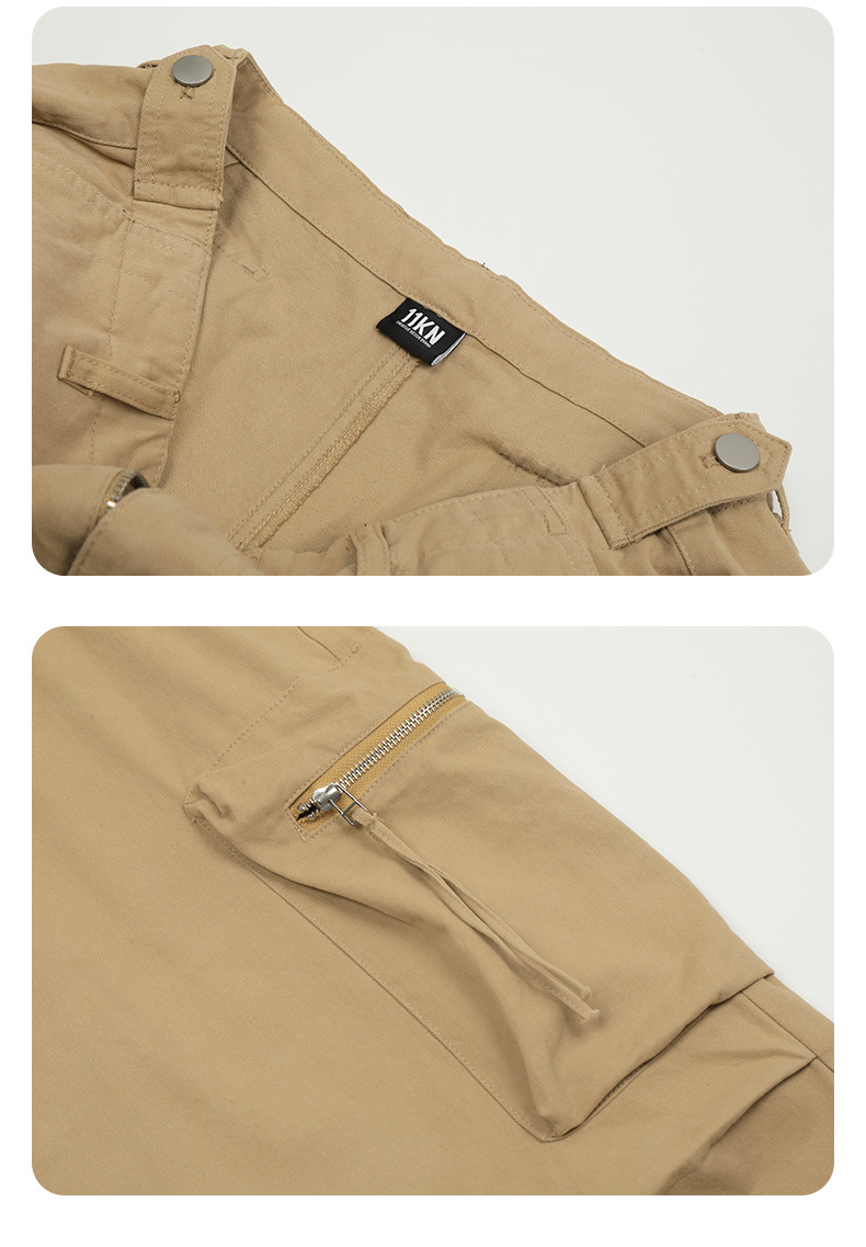 Vintage Multi-Pocket Slim Straight Loose Wide-Leg Casual Paratrooper Trousers
