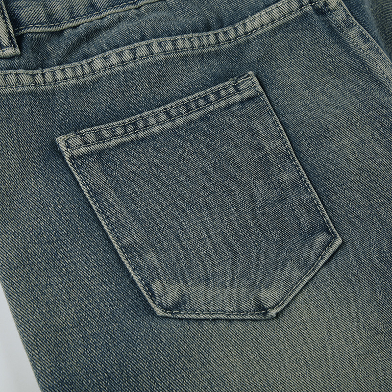 Low waist irregular split line pocket jeans