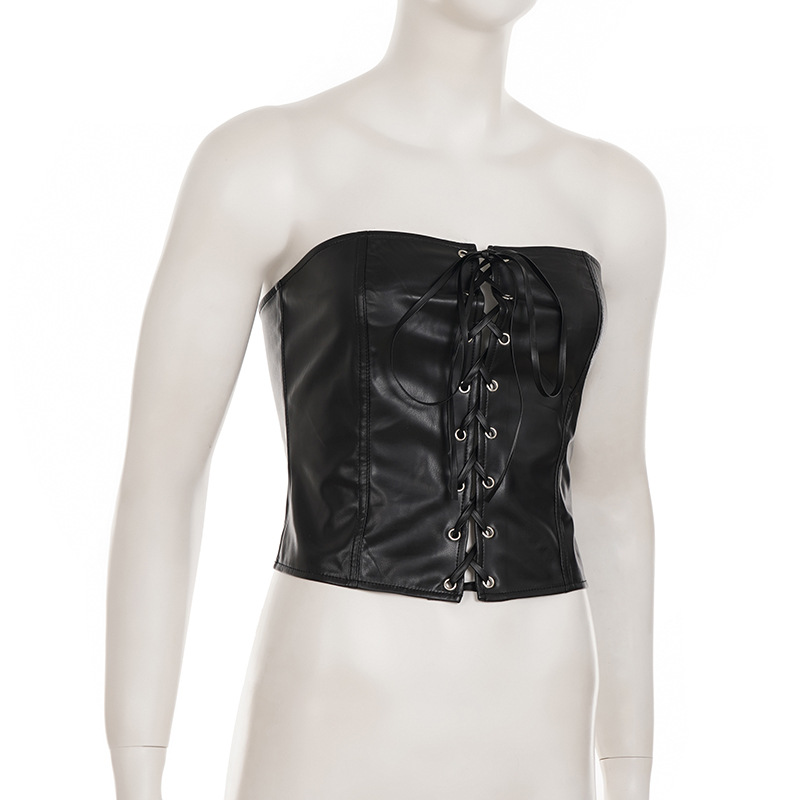 Women's Contrast Panel Cutout Lace-Up Vest