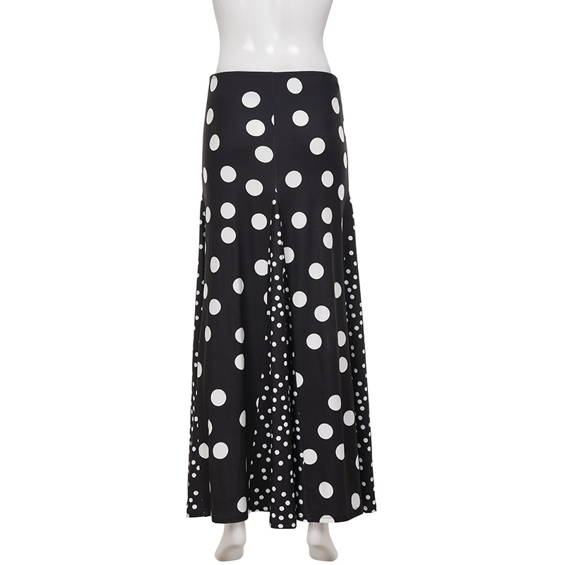 Retro Spot Print Paneled Swing Maxi Dress
