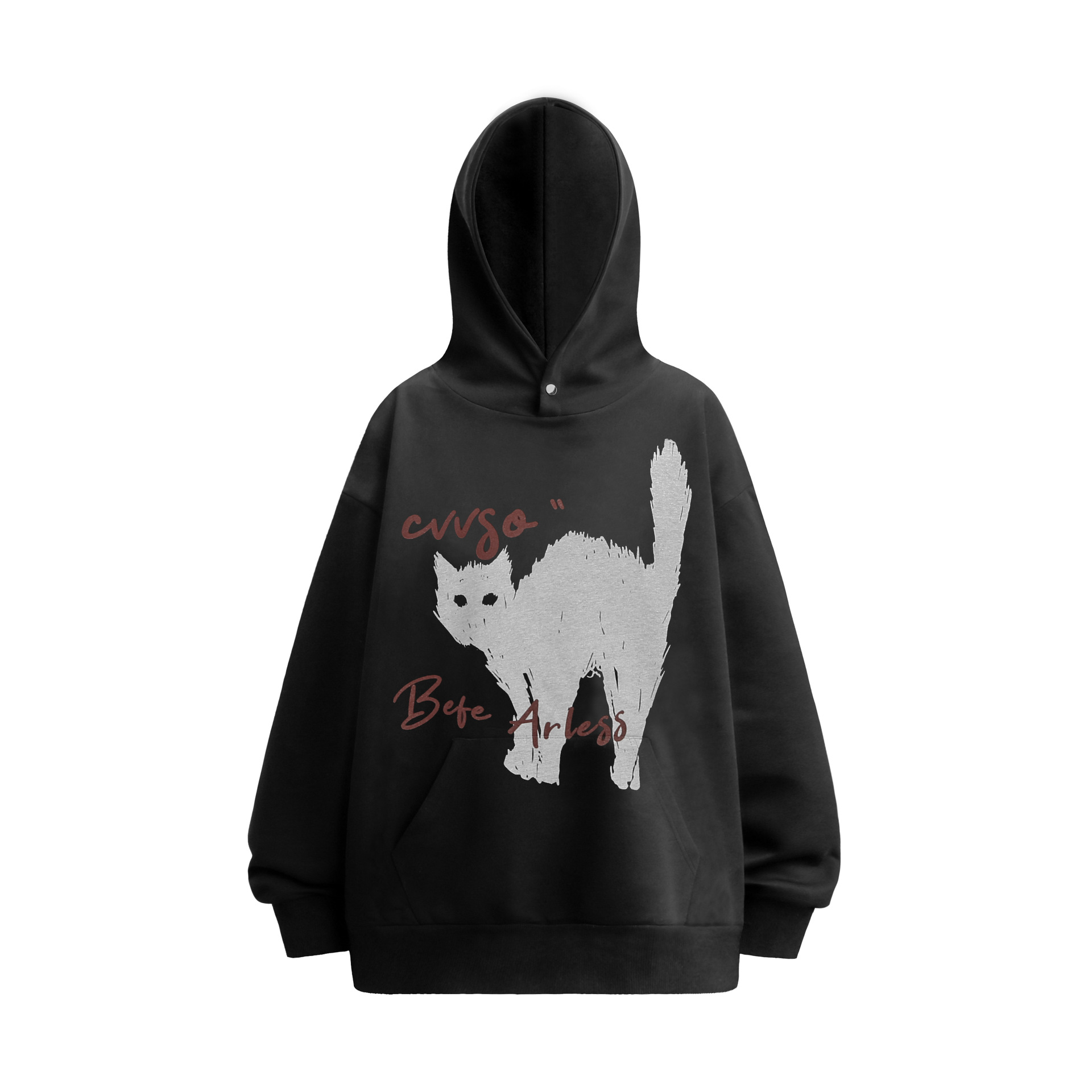 Streetwear Feline Print Long Sleeve Hoodie