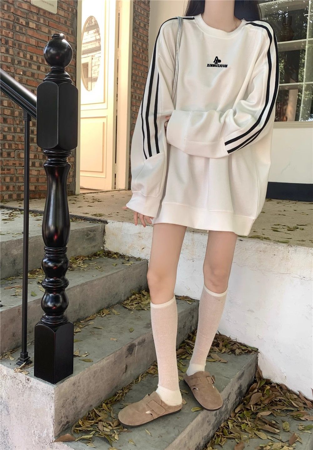 Oversized Japanese Korean Hip-Length Crew Sweater