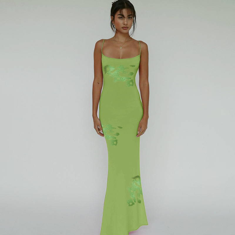 V-Neck Sleeveless Body-Hugging Patterned Polyester Adjustable Strap Dress