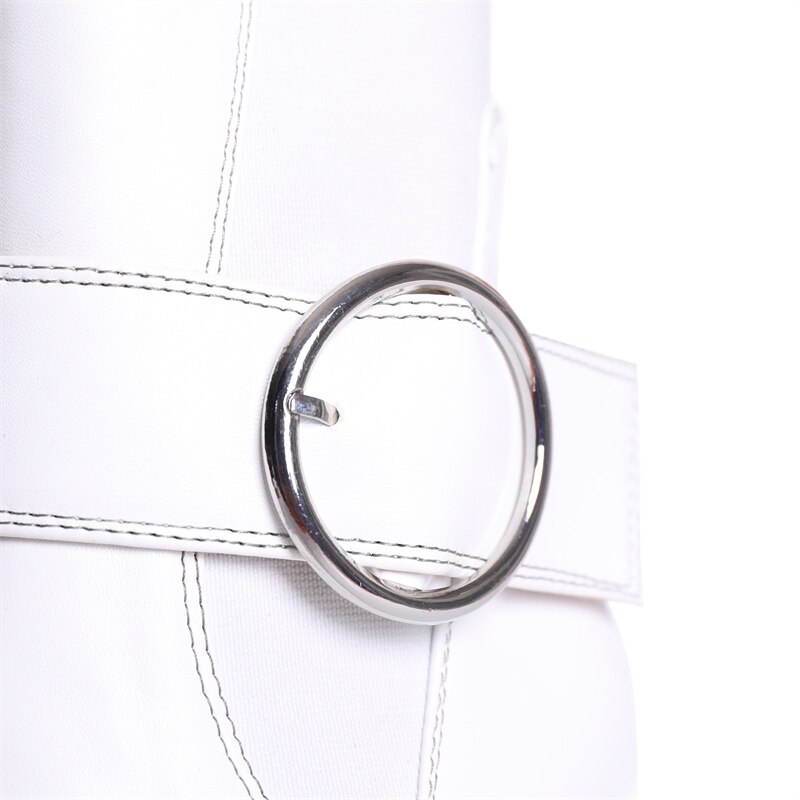 Women's Autumn Short Boots Brand New Square Toe Super High Heel Thick Sole Metal Sexy Stretch Bare Boots 42 Sizes