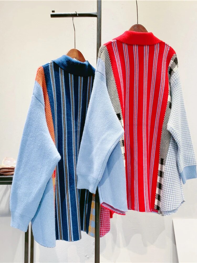 Ladies Multi Oversized Button-Front Cotton Cardigan