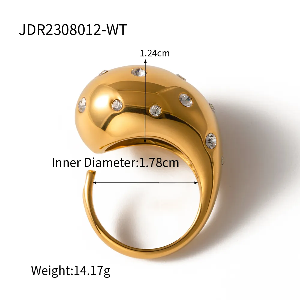 Thick Hollow Brushed Gold-Tone Water-Resistant Ring