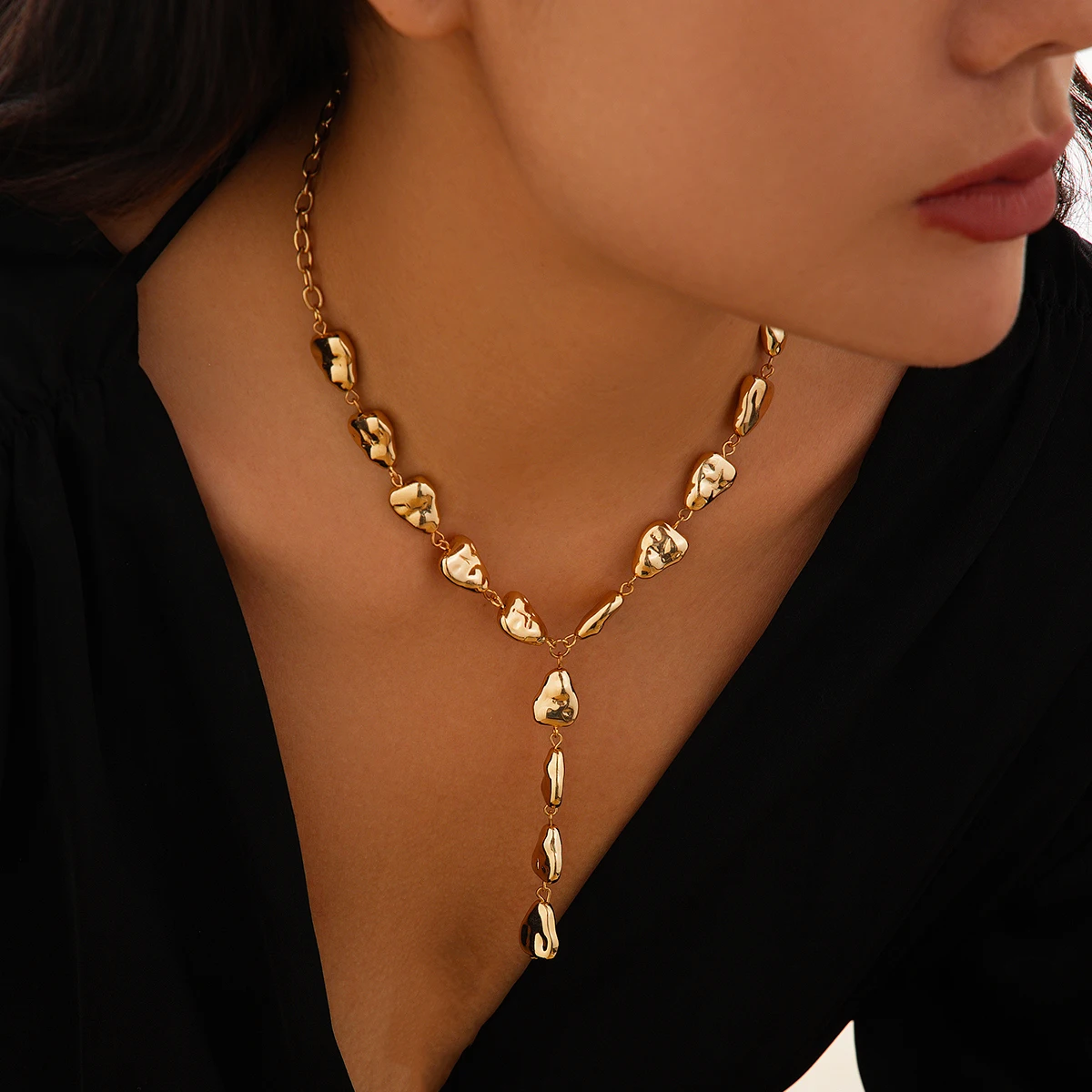 Ingemark Sexy Water Drop Plastic Beans Pendant Choker Necklace Fashion Statement Goth Y Shape Long Tassel Chain Neck Jewelry New
