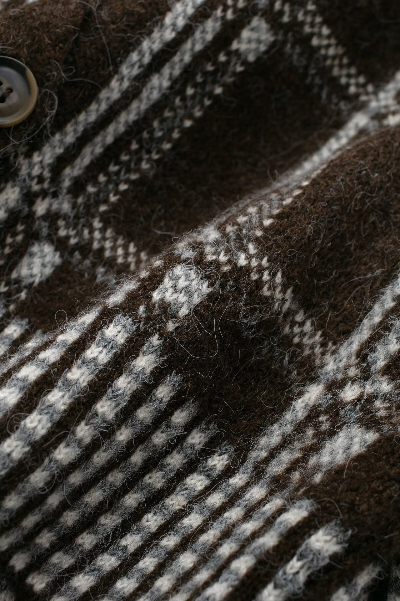 Checkered Crew Full Sleeve Knit Jacket