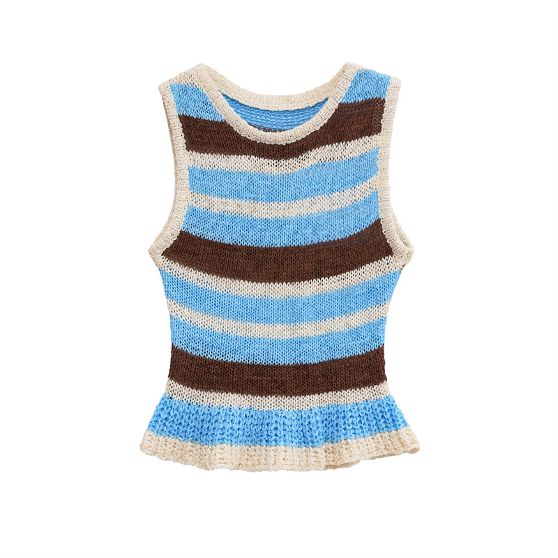 Ladies Modern Plain Crew Collar Sleeve-Free Pullover