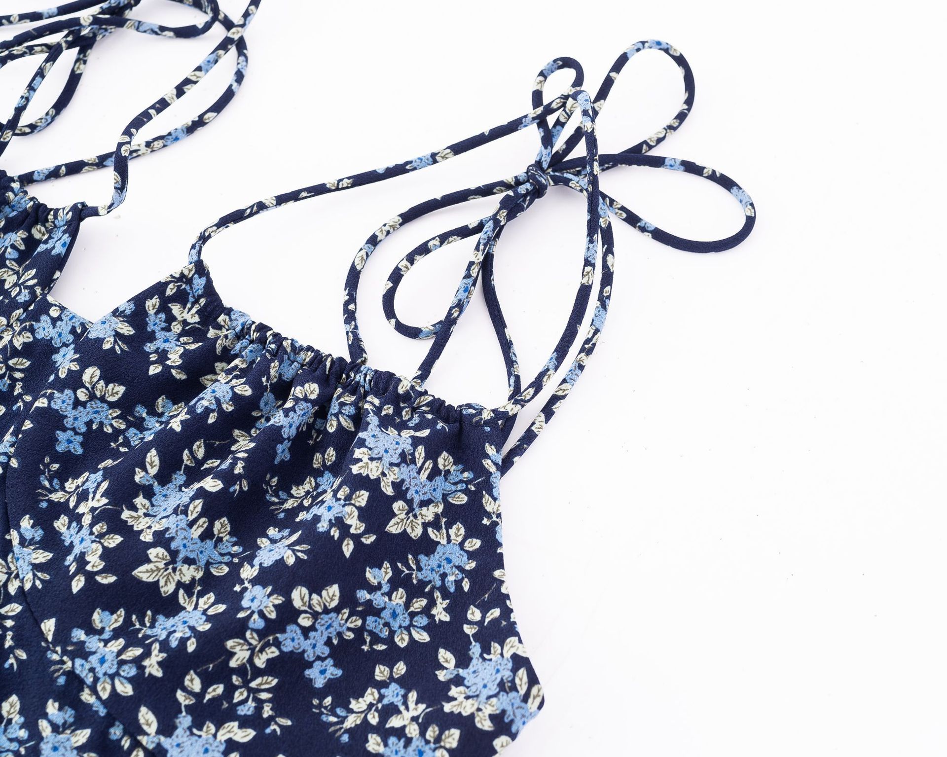 Strap straps floral print long skirt women's dress